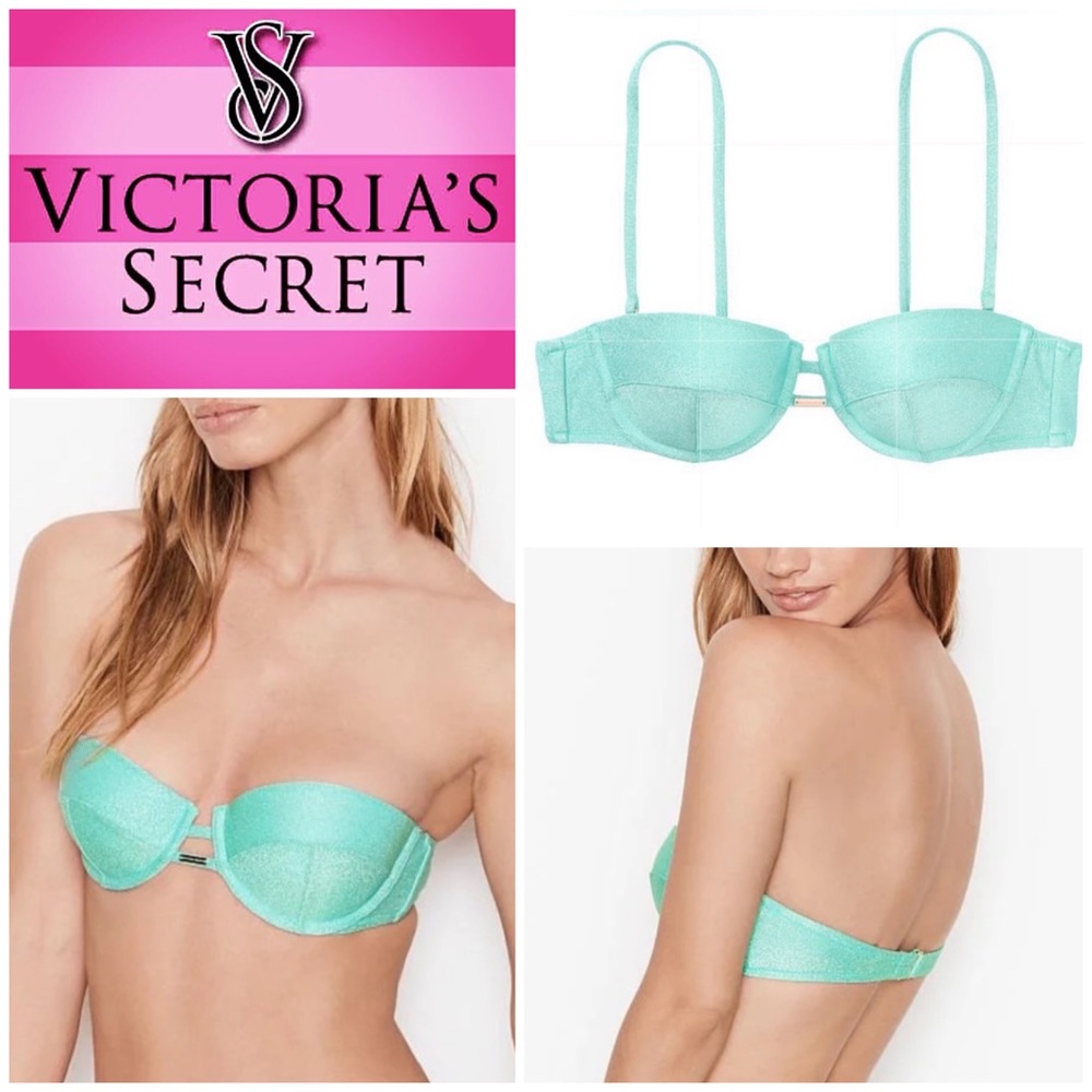 Victoria’s Secret Sardinia Shimmer Bandeau Swim Top w/  Removable Straps